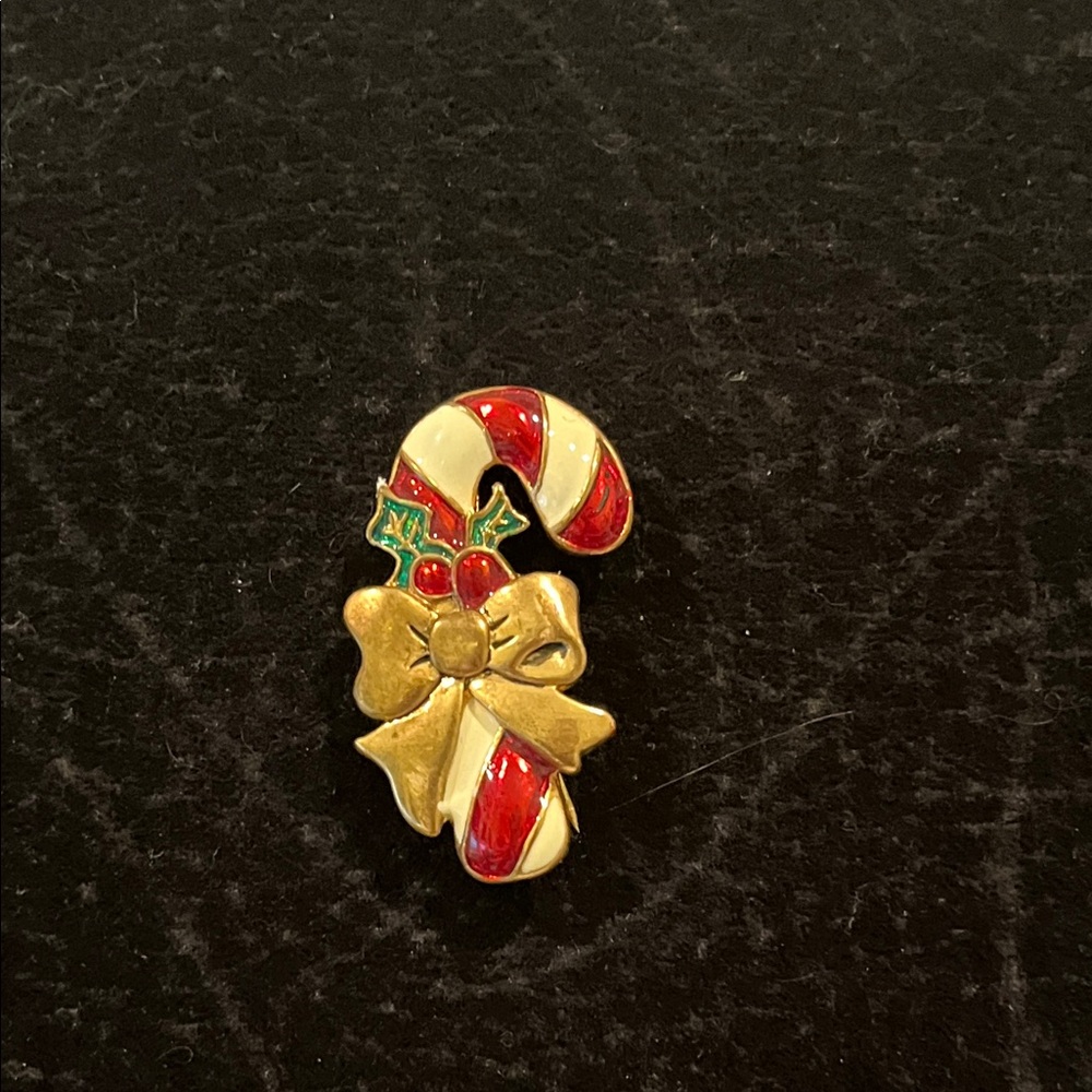 Festive Candy Cane Brooch with Bow